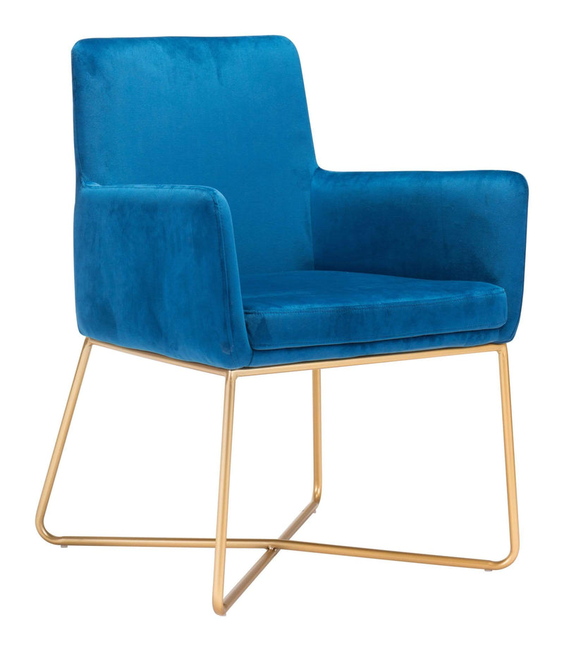 Chairs Armchairs and Accent Chairs - 24.4" x 24.8" x 33.9" Blue, Velvet, Painted Metal, Arm Chair HomeRoots