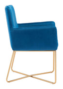 Chairs Armchairs and Accent Chairs - 24.4" x 24.8" x 33.9" Blue, Velvet, Painted Metal, Arm Chair HomeRoots