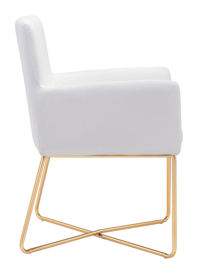Chairs Armchairs and Accent Chairs - 24.4" x 24.8" x 33.9" White, Leatherette, Painted Metal, Arm Chair HomeRoots