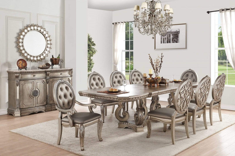 Chairs Armchairs and Accent Chairs - 24" X 24" X 42" 2Pc PU Leather & Antique Champagne Arm Chair HomeRoots