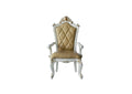 Chairs Armchairs and Accent Chairs - 27" X 28" X 48" PU Antique Pearl Wood Poly-Resin Upholstered (Seat) Arm Chair (Set-2) HomeRoots