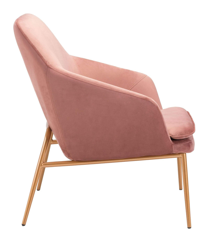 Chairs Armchairs and Accent Chairs - 28" x 29.5" x 33.9" Pink, Velvet, Metal, Arm Chair HomeRoots