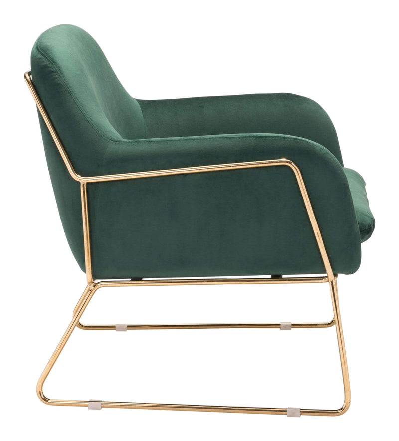 Chairs Armchairs and Accent Chairs - 29.9" x 30.3" x 31.7" Green, Velvet, Chromed Steel, Arm Chair HomeRoots
