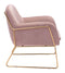 Chairs Armchairs and Accent Chairs - 29.9" x 30.3" x 31.7" Pink, Velvet, Chromed Steel, Arm Chair HomeRoots