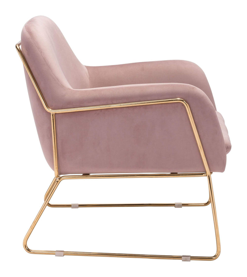 Chairs Armchairs and Accent Chairs - 29.9" x 30.3" x 31.7" Pink, Velvet, Chromed Steel, Arm Chair HomeRoots