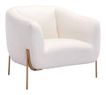 Chairs Armchairs and Accent Chairs - 31.9" x 29.9" x 28" Ivory & Gold, Polyblend, Metal & Wood, Arm Chair HomeRoots