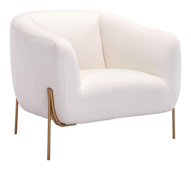 Chairs Armchairs and Accent Chairs - 31.9" x 29.9" x 28" Ivory & Gold, Polyblend, Metal & Wood, Arm Chair HomeRoots
