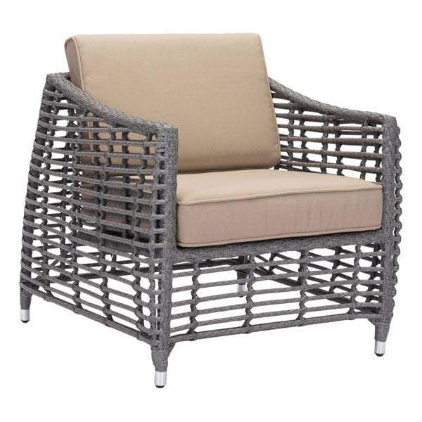 Chairs Armchairs and Accent Chairs - 31" X 34.5" X 30" Gray And Beige Beach Arm Chair HomeRoots