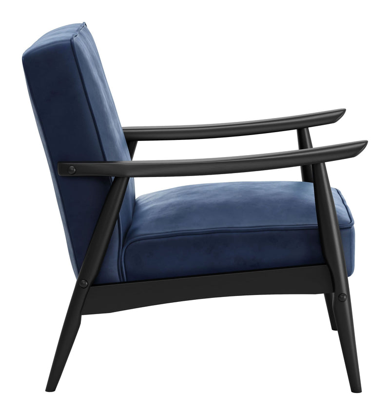 Chairs Armchairs and Accent Chairs - 32" x 27" x 33" Blue, Velvet, Rubber Wood, Arm Chair HomeRoots
