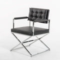 Chairs Armchairs and Accent Chairs - 33" Black Leatherette and Steel Dining Arm Chair HomeRoots