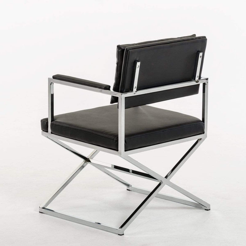 Chairs Armchairs and Accent Chairs - 33" Black Leatherette and Steel Dining Arm Chair HomeRoots