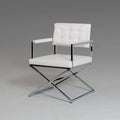 Chairs Armchairs and Accent Chairs - 33" White Leatherette and Steel Dining Arm Chair HomeRoots