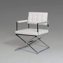 Chairs Armchairs and Accent Chairs - 33" White Leatherette and Steel Dining Arm Chair HomeRoots