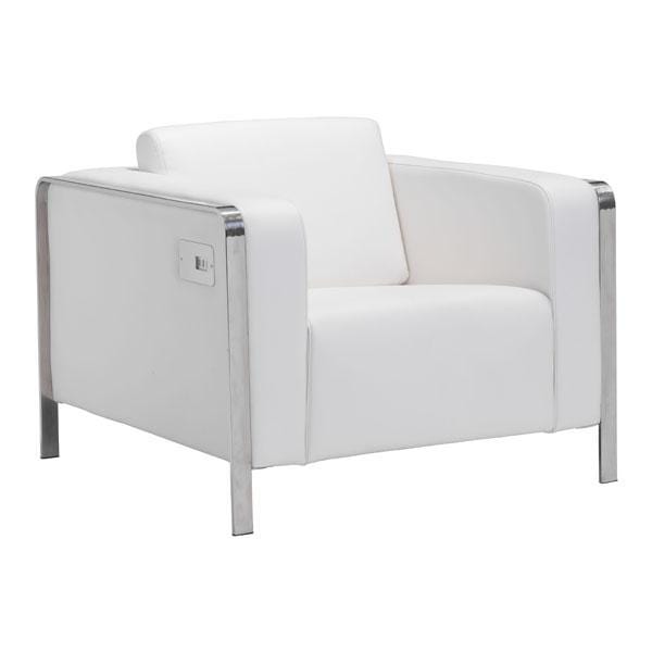 Chairs Armchairs and Accent Chairs - 34.6" X 33.5" X 28" White Leatherette Arm Chair HomeRoots
