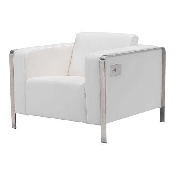 Chairs Armchairs and Accent Chairs - 34.6" X 33.5" X 28" White Leatherette Arm Chair HomeRoots