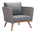 Chairs Armchairs and Accent Chairs - 35.4" x 30.3" x 33.9" Natural & Gray, Synthetic Weave & Aluminium, Arm Chair HomeRoots