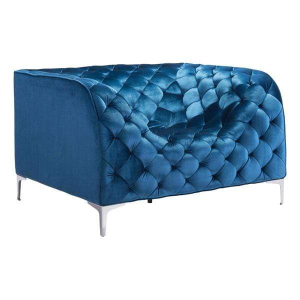 Chairs Armchairs and Accent Chairs - 45.5" X 36.5" X 28" Blue Velvet Arm Chair HomeRoots