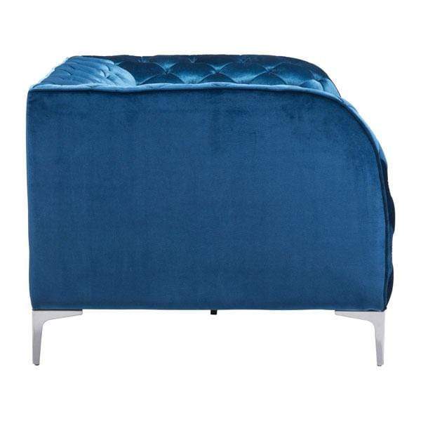 Chairs Armchairs and Accent Chairs - 45.5" X 36.5" X 28" Blue Velvet Arm Chair HomeRoots