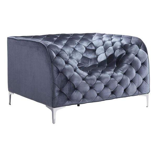 Chairs Armchairs and Accent Chairs - 45.5" X 36.5" X 28" Gray Velvet Arm Chair HomeRoots
