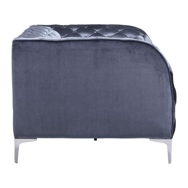 Chairs Armchairs and Accent Chairs - 45.5" X 36.5" X 28" Gray Velvet Arm Chair HomeRoots