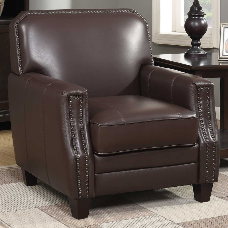 Chairs Armchairs and Accent Chairs - Brown Full Grain Leather Club Arm Chair HomeRoots