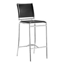 Chairs Bar Chairs - 14" X 20" X 37.5" 2 Pcs Black Leatherette Chromed Steel Bar Chair HomeRoots