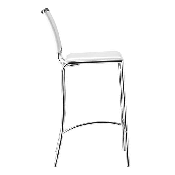 Chairs Bar Chairs - 14" X 20" X 37.5" 2 Pcs White Leatherette Chromed Steel Bar Chair HomeRoots