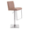 Chairs Bar Chairs - 15.6" X 20" X 44" Taupe Leatherette Brushed Steel Bar Chair HomeRoots