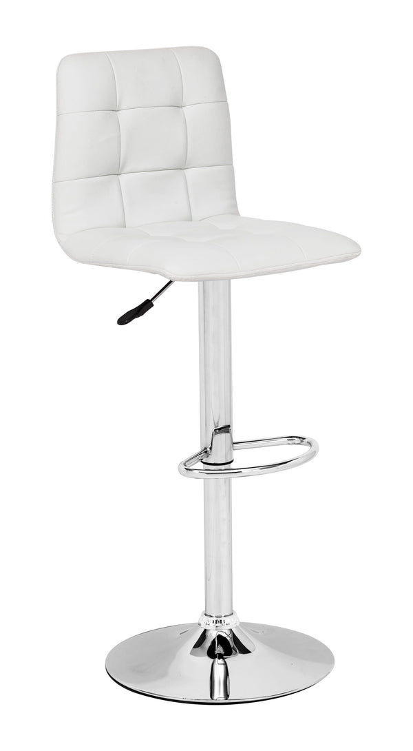 Chairs Bar Chairs - 16.9" x 16.3" x 36.6" White, Leatherette, Chromed Steel, Bar Chair HomeRoots