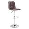 Chairs Bar Chairs - 16.9" X 16.3" X 44.9" Espresso Leatherette Chromed Steel Bar Chair HomeRoots