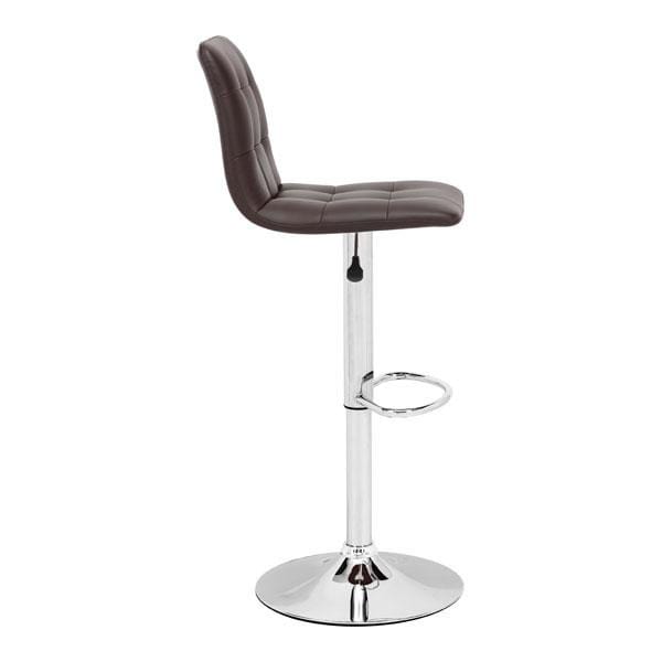 Chairs Bar Chairs - 16.9" X 16.3" X 44.9" Espresso Leatherette Chromed Steel Bar Chair HomeRoots