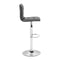Chairs Bar Chairs - 16.9" X 16.3" X 44.9" Gray Leatherette Chromed Steel Bar Chair HomeRoots