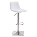 Chairs Bar Chairs - 17.3" X 18" X 42.9" White Leatherette Brushed Steel Bar Chair HomeRoots