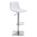 Chairs Bar Chairs - 17.3" X 18" X 42.9" White Leatherette Brushed Steel Bar Chair HomeRoots