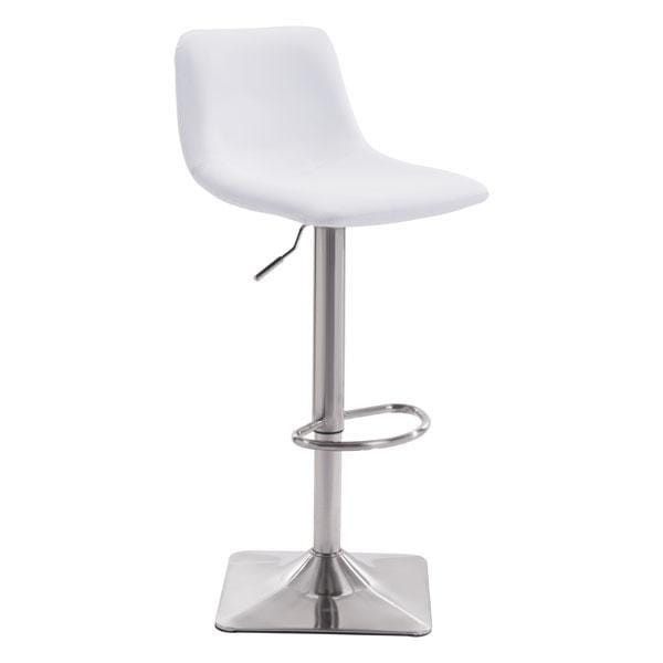 Chairs Bar Chairs - 17.3" X 18" X 42.9" White Leatherette Brushed Steel Bar Chair HomeRoots
