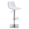 Chairs Bar Chairs - 17.3" X 18" X 42.9" White Leatherette Brushed Steel Bar Chair HomeRoots