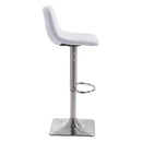 Bar Chairs - 17.3" X 18" X 42.9" White Leatherette Brushed Steel Bar Chair