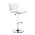 Chairs Bar Chairs - 17.7" X 18.5" X 43.7" White Leatherette Chromed Steel Bar Chair HomeRoots