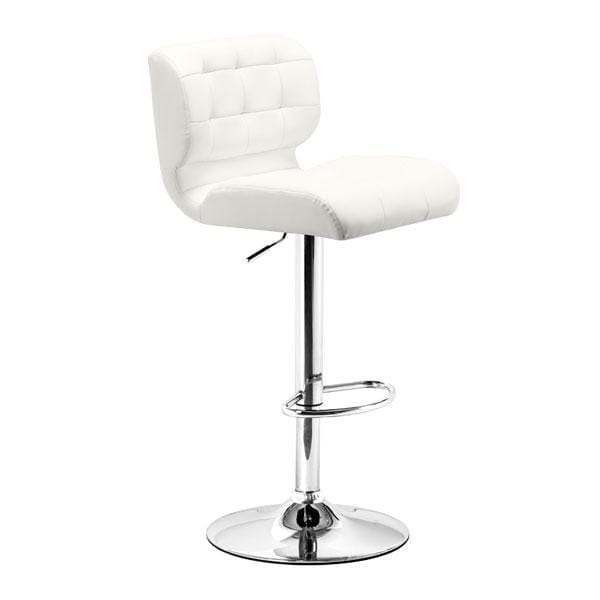 Chairs Bar Chairs - 17.7" X 18.5" X 43.7" White Leatherette Chromed Steel Bar Chair HomeRoots