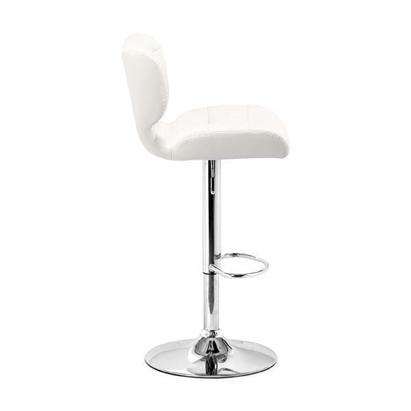 Chairs Bar Chairs - 17.7" X 18.5" X 43.7" White Leatherette Chromed Steel Bar Chair HomeRoots