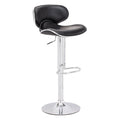 Chairs Bar Chairs - 18.7" X 18.3" X 40.9" Black Leatherette Chromed Steel Bar Chair HomeRoots
