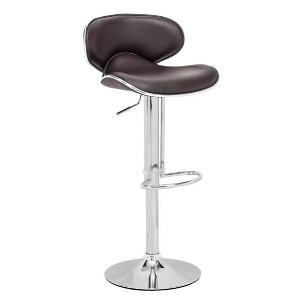 Chairs Bar Chairs - 18.7" X 18.3" X 40.9" Espresso Leatherette Chromed Steel Bar Chair HomeRoots
