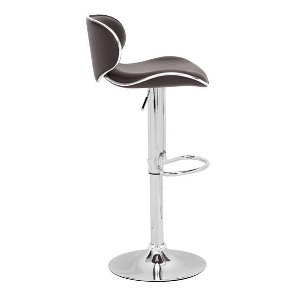 Chairs Bar Chairs - 18.7" X 18.3" X 40.9" Espresso Leatherette Chromed Steel Bar Chair HomeRoots