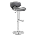 Chairs Bar Chairs - 18.7" X 18.3" X 40.9" Gray Leatherette Chromed Steel Bar Chair HomeRoots