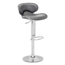 Chairs Bar Chairs - 18.7" X 18.3" X 40.9" Gray Leatherette Chromed Steel Bar Chair HomeRoots
