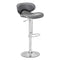 Chairs Bar Chairs - 18.7" X 18.3" X 40.9" Gray Leatherette Chromed Steel Bar Chair HomeRoots