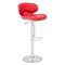 Chairs Bar Chairs - 18.7" X 18.3" X 40.9" Red Leatherette Chromed Steel Bar Chair HomeRoots