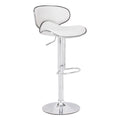 Chairs Bar Chairs - 18.7" X 18.3" X 40.9" White Leatherette Chromed Steel Bar Chair HomeRoots