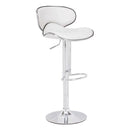 Chairs Bar Chairs - 18.7" X 18.3" X 40.9" White Leatherette Chromed Steel Bar Chair HomeRoots