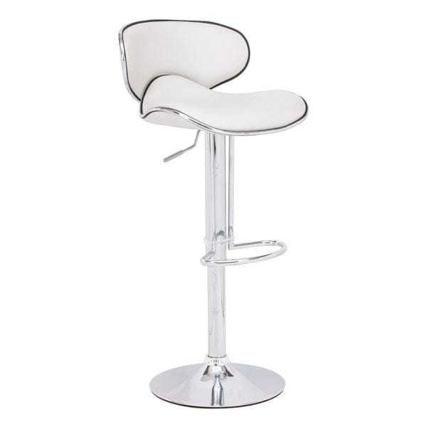 Chairs Bar Chairs - 18.7" X 18.3" X 40.9" White Leatherette Chromed Steel Bar Chair HomeRoots